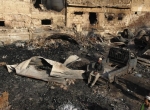 خرابه های سوخته پس از آتش سوزی بازار چوب در «پاکستان»