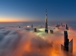 آسمان خراش های دبی در مه صبحگاهی